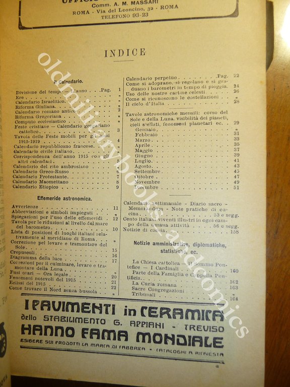 ALMANACCO ITALIANO 1915 BEMPORAD PICCOLA ENCICLOPEDIA POPOLARE WWI