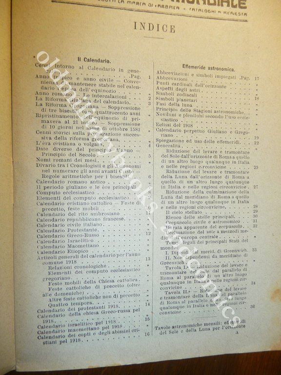 ALMANACCO ITALIANO 1918 BEMPORAD PICCOLA ENCICLOPEDIA POPOLARE WWI