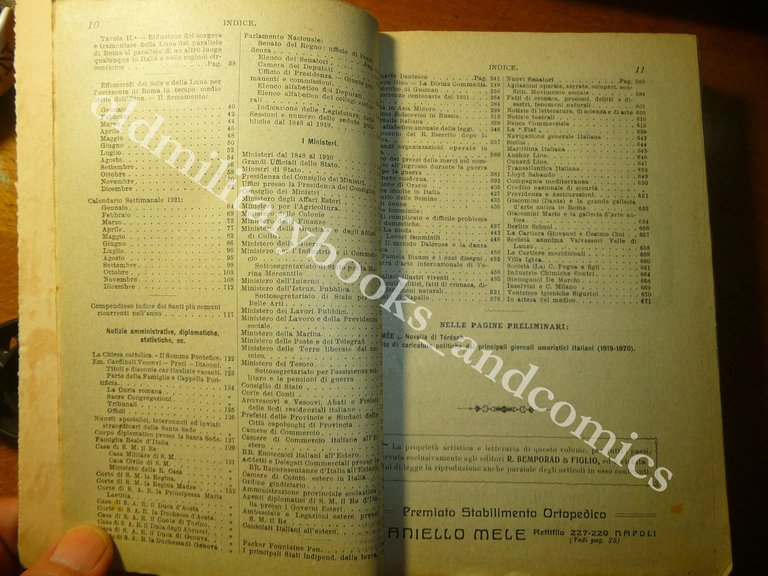 ALMANACCO ITALIANO 1921 BEMPORAD PICCOLA ENCICLOPEDIA POPOLARE