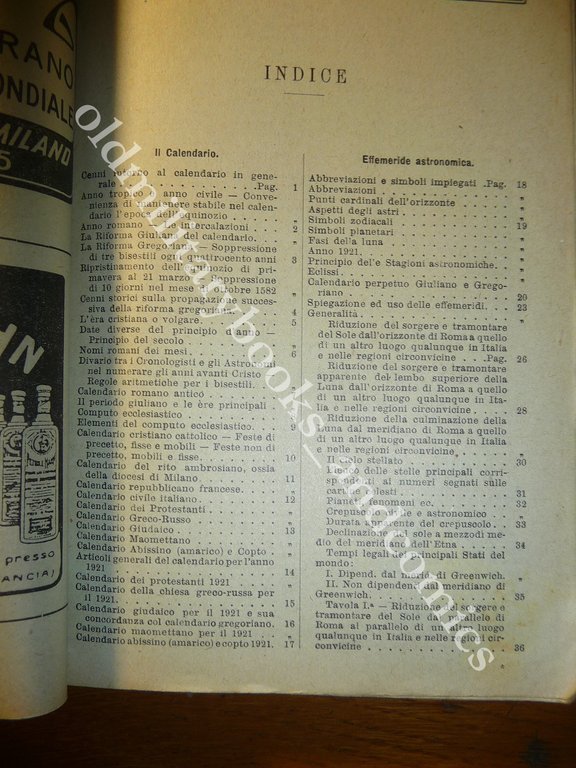 ALMANACCO ITALIANO 1921 BEMPORAD PICCOLA ENCICLOPEDIA POPOLARE