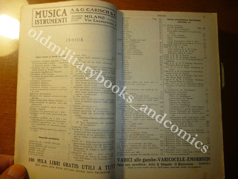 ALMANACCO ITALIANO 1922 BEMPORAD PICCOLA ENCICLOPEDIA POPOLARE