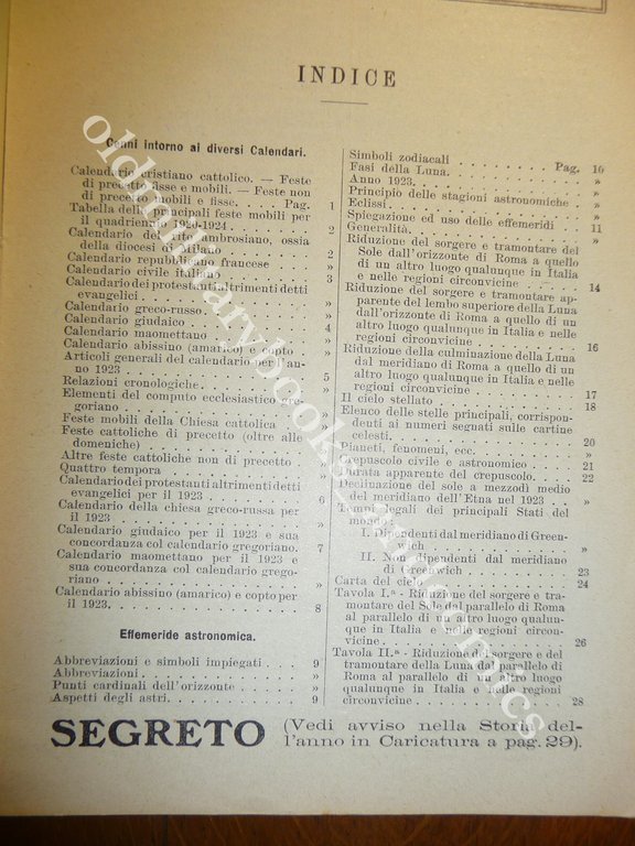 ALMANACCO ITALIANO 1923 BEMPORAD PICCOLA ENCICLOPEDIA POPOLARE