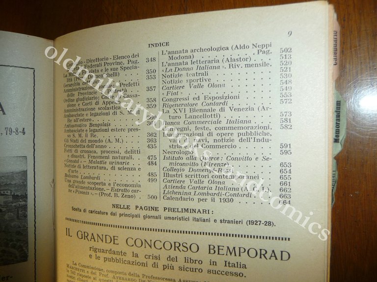 ALMANACCO ITALIANO 1929 BEMPORAD PICCOLA ENCICLOPEDIA POPOLARE