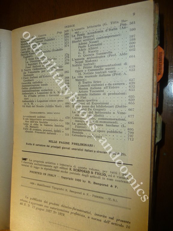 ALMANACCO ITALIANO 1930 BEMPORAD PICCOLA ENCICLOPEDIA POPOLARE