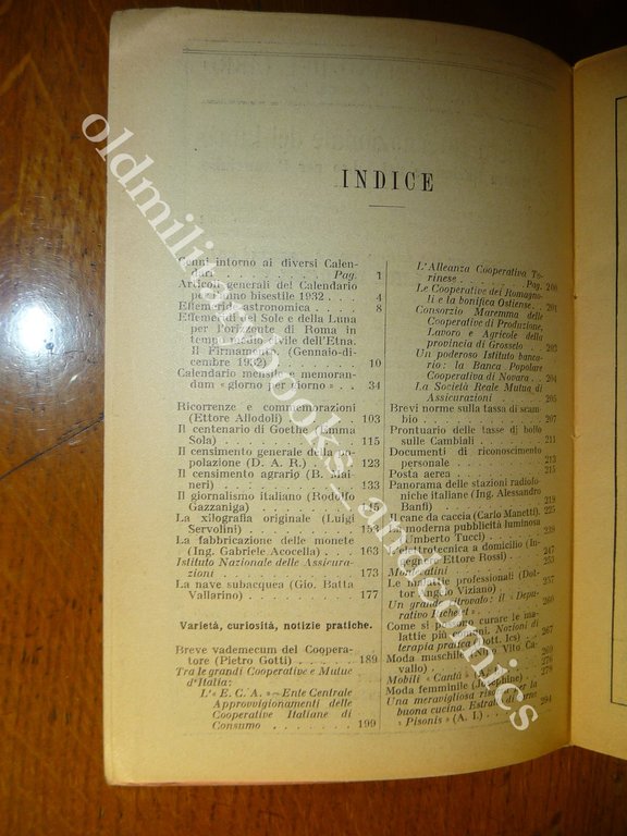 ALMANACCO ITALIANO 1932 BEMPORAD PICCOLA ENCICLOPEDIA POPOLARE