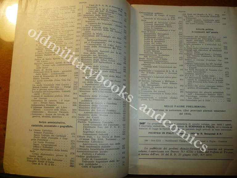 ALMANACCO ITALIANO 1935 BEMPORAD PICCOLA ENCICLOPEDIA POPOLARE