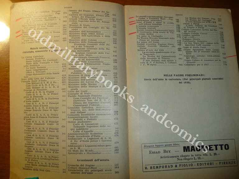 ALMANACCO ITALIANO 1936 BEMPORAD PICCOLA ENCICLOPEDIA POPOLARE