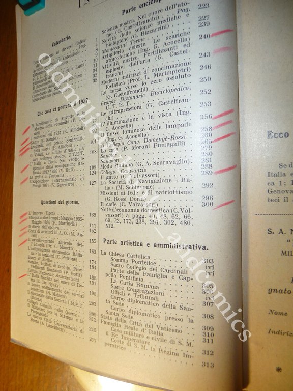 ALMANACCO ITALIANO 1937 BEMPORAD PICCOLA ENCICLOPEDIA POPOLARE