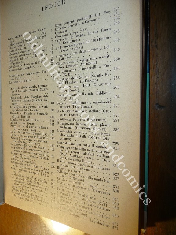 ALMANACCO ITALIANO 1940 MARZOCCO PICCOLA ENCICLOPEDIA POPOLARE WWII