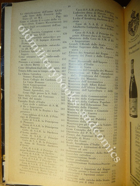 ALMANACCO ITALIANO 1940 MARZOCCO PICCOLA ENCICLOPEDIA POPOLARE WWII