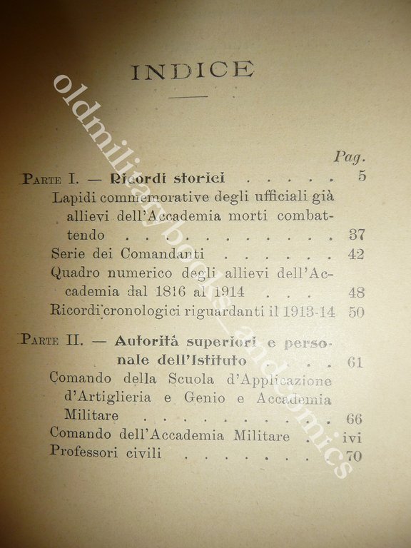 ANNUARIO PER L'ANNO SCOLASTICO 1914-15 ACCADEMIA MILITARE