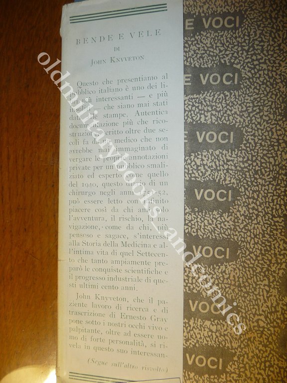 BENDE E VELE MEMORIE DI JOHN KNYVETON MEDICO DI BORDO …