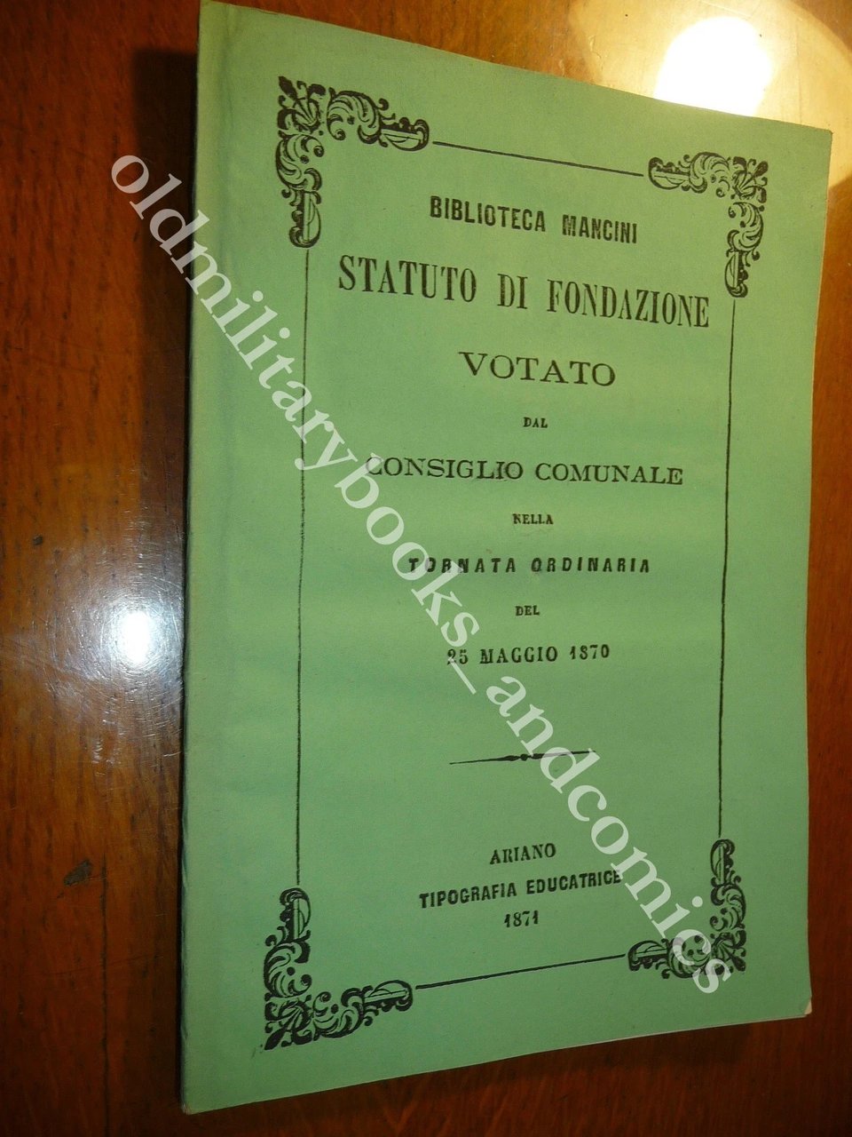 BIBLIOTECA MANCINI STATUTO FONDAZIONE VOTATO CONSIGLIO COMUNALE ARIANO IRPINO