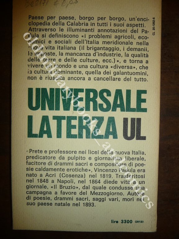 CALABRIA PRIMA E DOPO L'UNITA VINCENZO PADULA VOL. II
