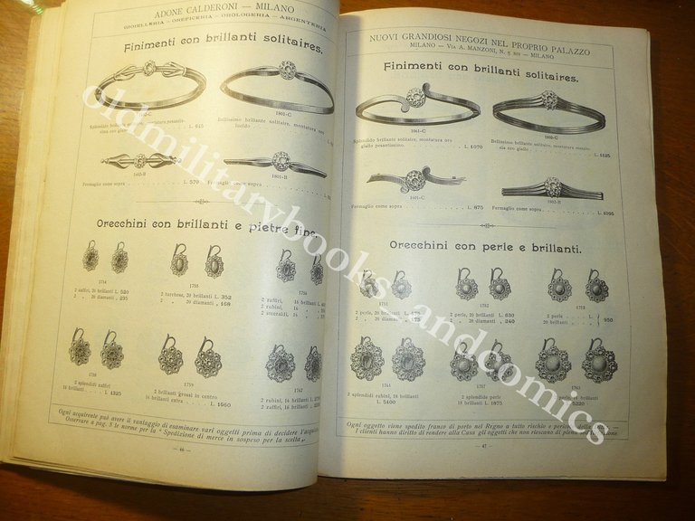 CATALOGO CALDERONI MILANO GIOIELLERIA OREFICERIA OROLOGERIA ARGENTERIA 1902