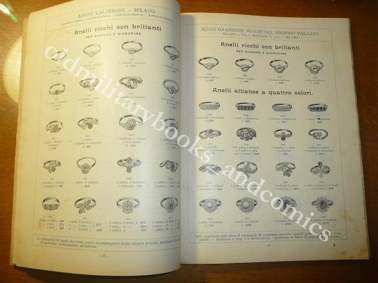 CATALOGO CALDERONI MILANO GIOIELLERIA OREFICERIA OROLOGERIA ARGENTERIA 1902