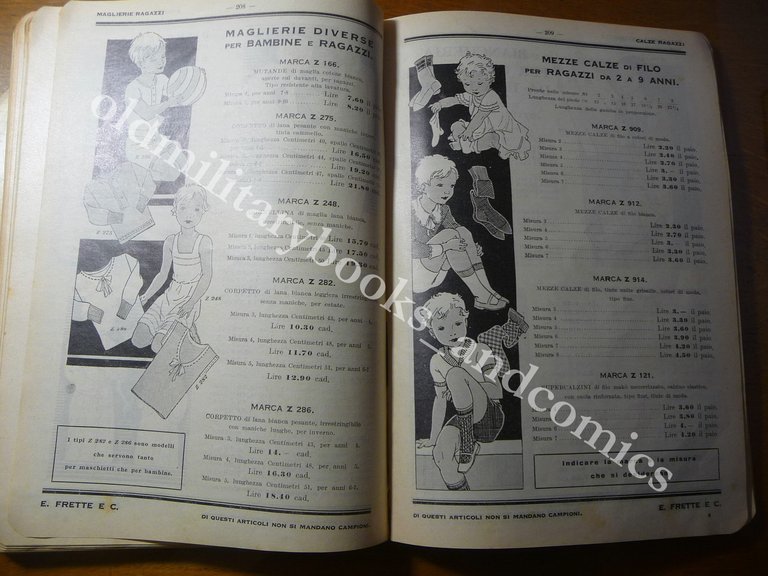 CATALOGO FRETTE TESSUTI VESTITI FAZZOLETTI BIANCHERIA VESTAGLIE 1934