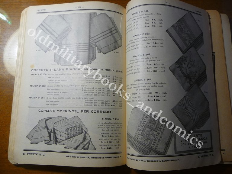 CATALOGO FRETTE TESSUTI VESTITI FAZZOLETTI BIANCHERIA VESTAGLIE 1934