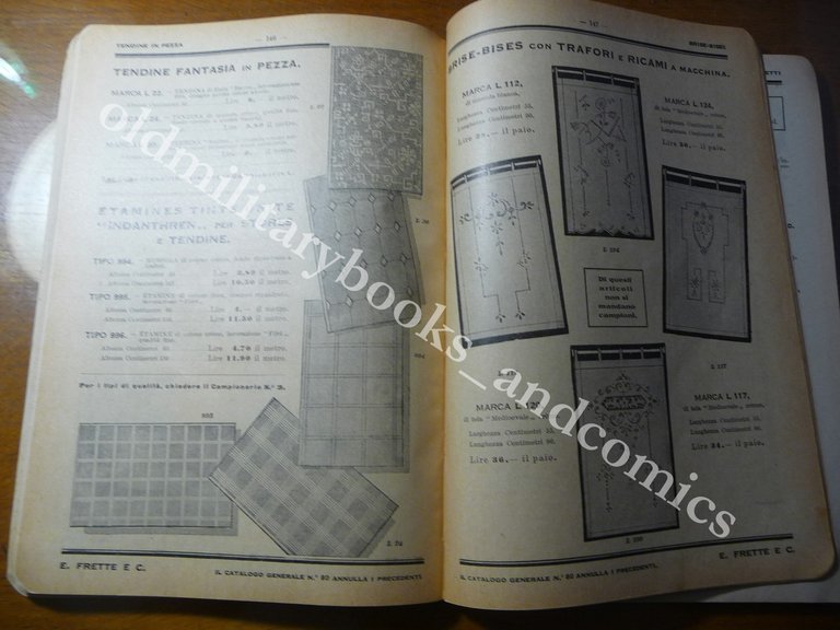 CATALOGO FRETTE TESSUTI VESTITI FAZZOLETTI BIANCHERIA VESTAGLIE 1934