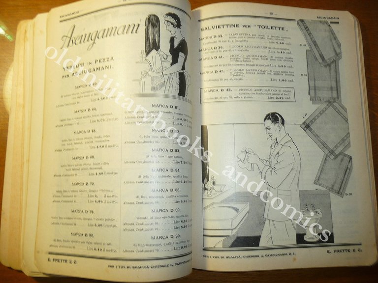 CATALOGO FRETTE TESSUTI VESTITI FAZZOLETTI BIANCHERIA VESTAGLIE 1934