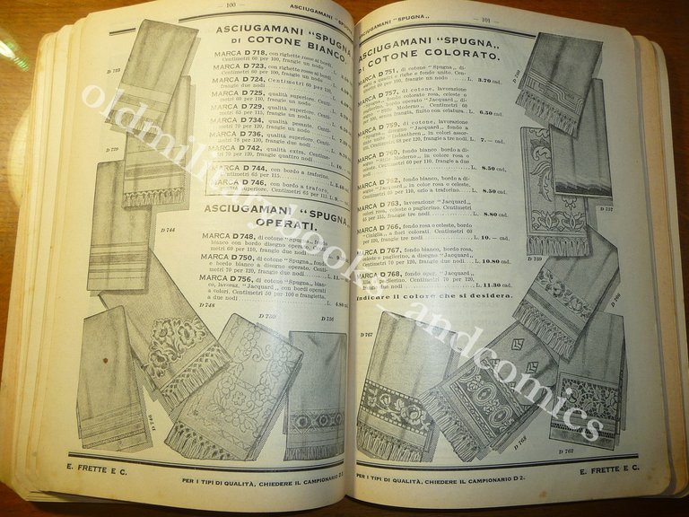 CATALOGO FRETTE TESSUTI VESTITI FAZZOLETTI BIANCHERIA VESTAGLIE 1934