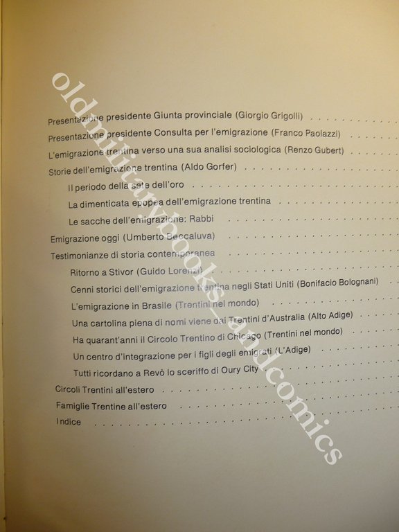 EMIGRAZIONE TRENTINA GUBERT Renzo - GORFER Aldo - BECCALUVA Umberto