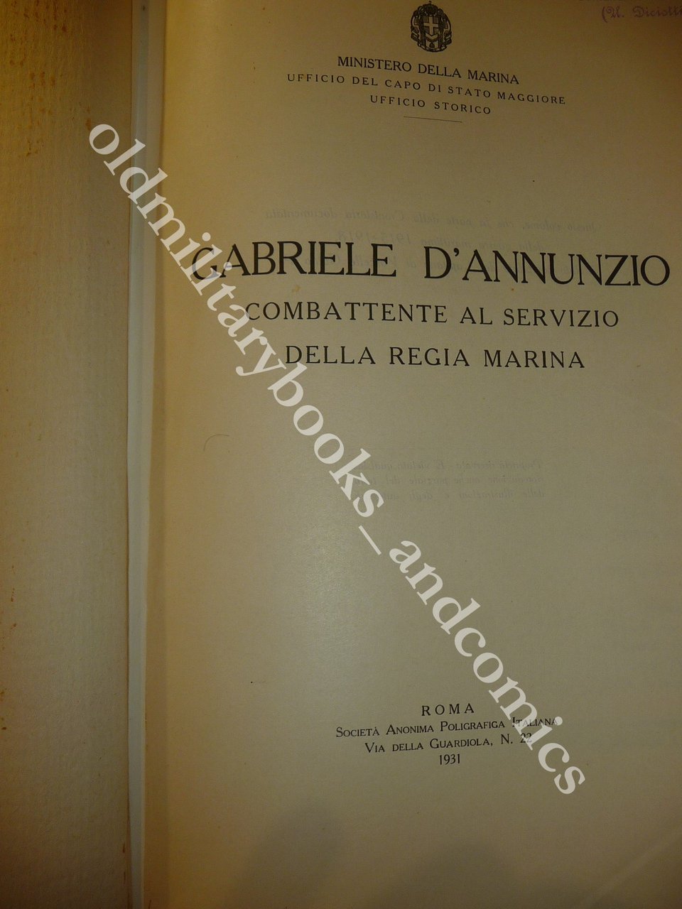 GABRIELE D'ANNUNZIO COMBATTENTE AL SERVIZIO DELLA REGIA MARINA GUIDO PO | Immagine principale