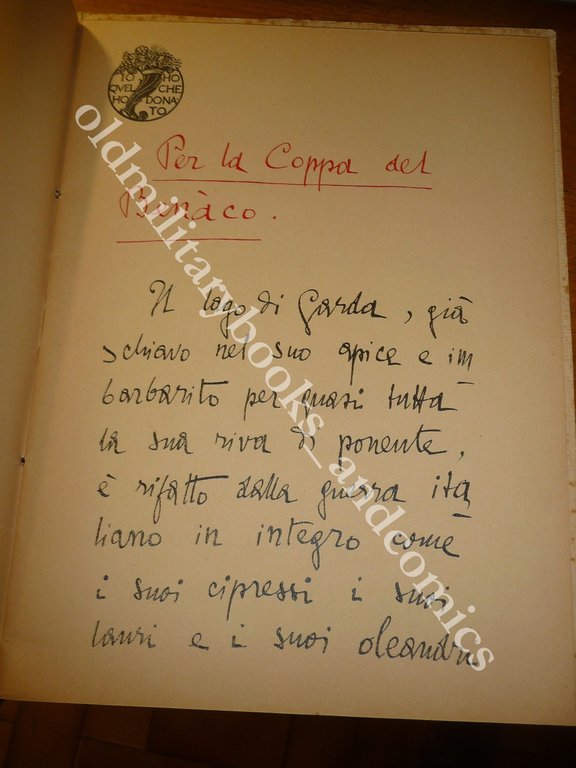 GABRIELE D'ANNUNZIO PER LA COPPA DEL BENACO AGLI AVIATORI NAVALI … | Immagine Gallery 2