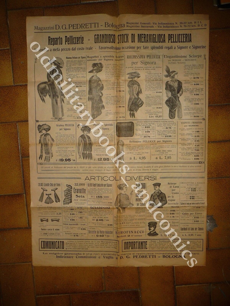 GIORNALE CATALOGO DELLA DITTA PEDRETTI 1913-1914