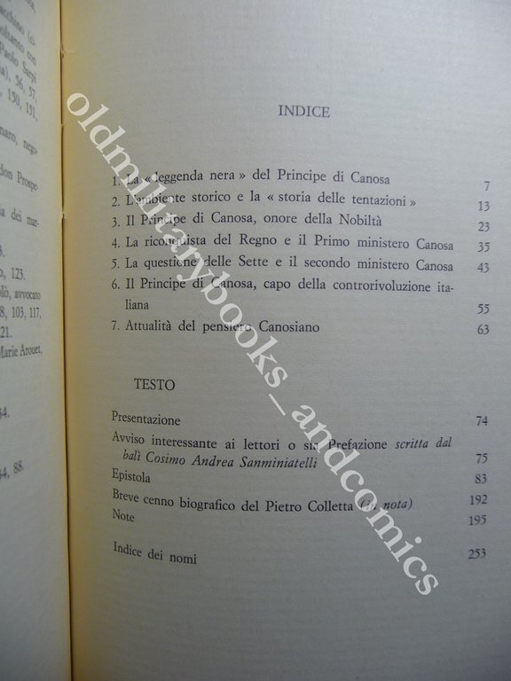 IL PRINCIPE DI CANOSA CONTRO PIETRO COLLETTA SILVIO VITALE