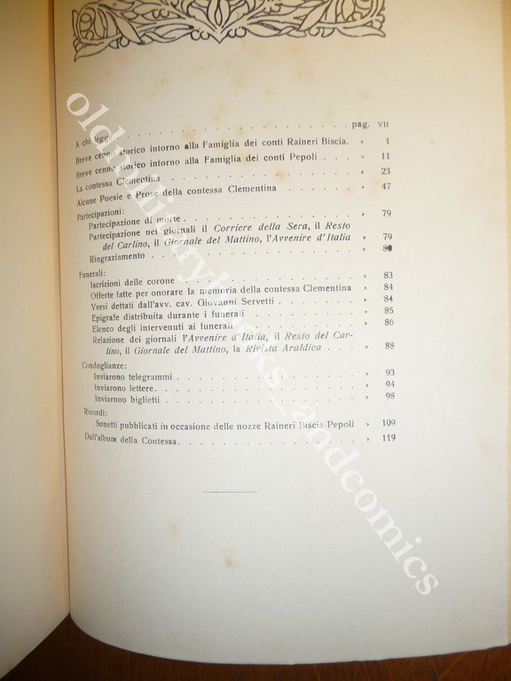 IN MEMORIA DELLA CONTESSA CLEMENTINA RAINERI BISCIA PEPOLI