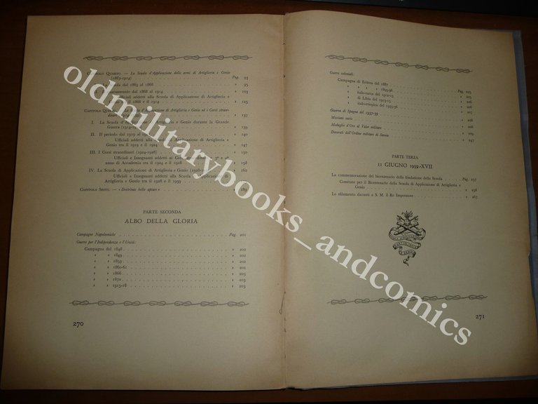 LA SCUOLA D'APPLICAZIONE DI ARTIGLIERIA E GENIO 1739-1939 PERFETTO CARTONATO