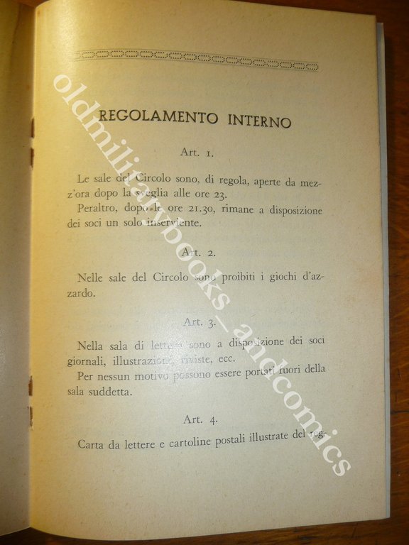 LANCIERI DI NOVARA STATUTO E REGOLAMENTO CIRCOLO UFFICIALI 1937