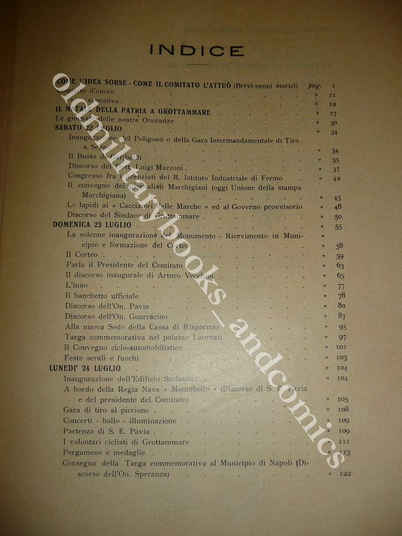 LE ONORANZE DI GROTTAMMARE PRIMO CINQUANTENARIO DEL RISORGIMENTO ITALIANO