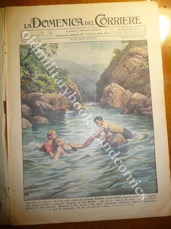 MOSTRA ARTISTI ALL'APERTO A CANAZEI TRENTINO DUE BALILLA SALVANO BAGNANTE …