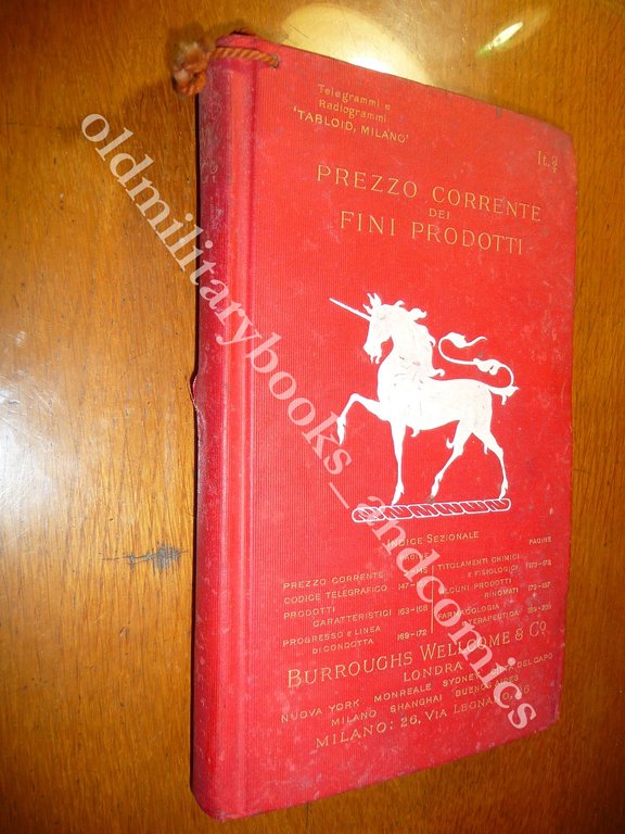 PREZZO CORRENTE PER FINI PRODOTTI BURROUGHS WELLCOME & CO. LONDRA …