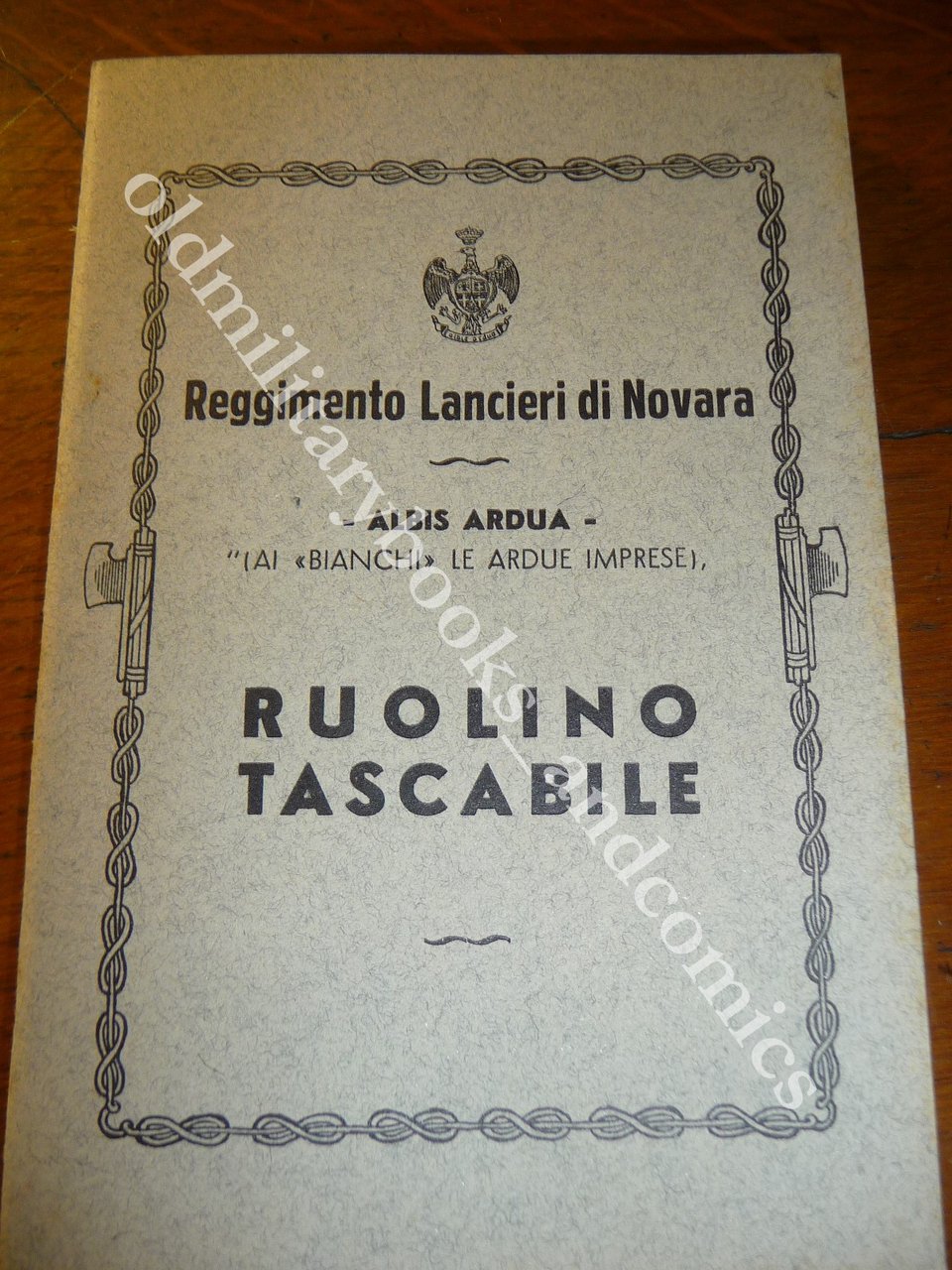 REGGIMENTO LANCIERI DI NOVARA RUOLINO TASCABILE 1933