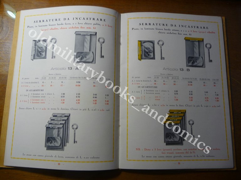 SIS SOCIETA INDUSTRIA SERRATURE SERRATURE PER MOBILI CATALOGO 1932