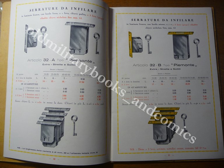 SIS SOCIETA INDUSTRIA SERRATURE SERRATURE PER MOBILI CATALOGO 1932