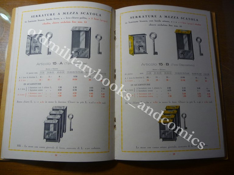 SIS SOCIETA INDUSTRIA SERRATURE SERRATURE PER MOBILI CATALOGO 1932