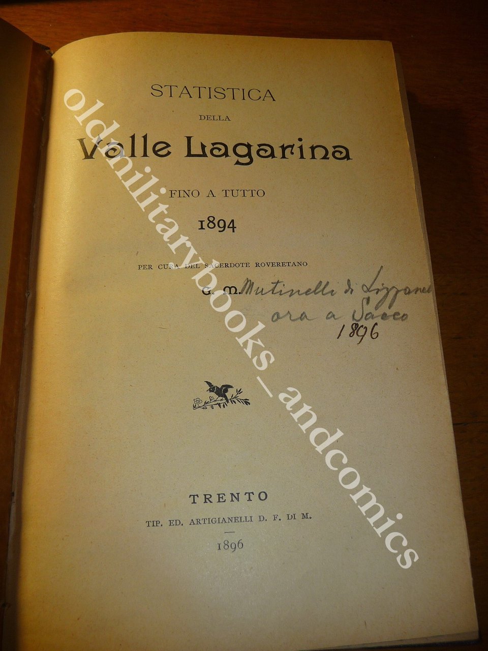 STATISTICA DELLA VALLE LAGARINA FINO A TUTTO 1894 MUTINELLI