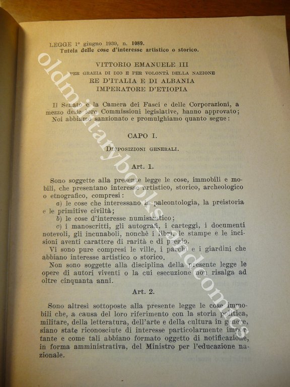 TUTELA DELLE COSE D'INTERESSE ARTISTICO O STORICO