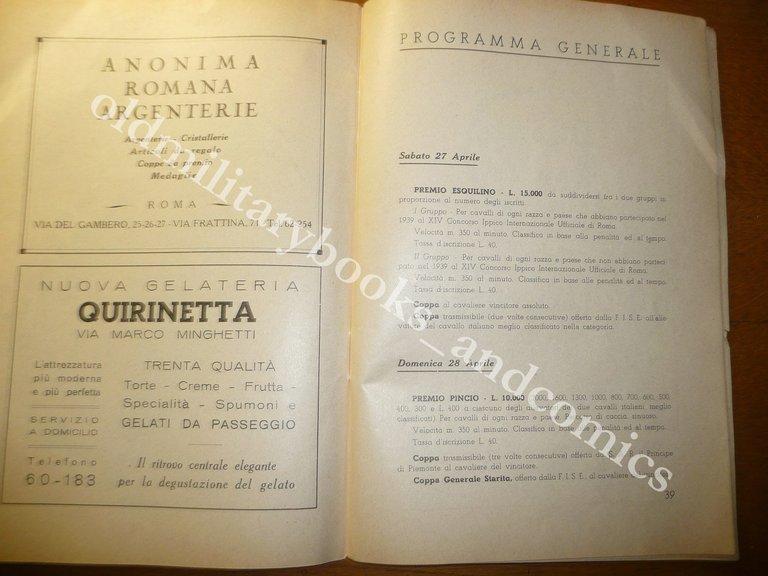 XV CONCORSO IPPICO INTERNAZIONALE UFFICIALE PIAZZA DI SIENA 1940