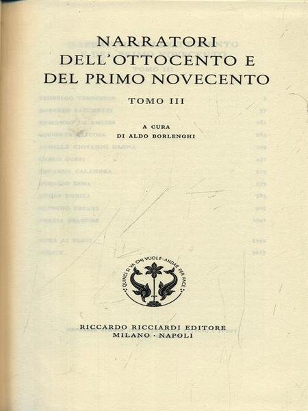 Narratori dell'Ottocento e del primo Novecento. Vol. 64. Tomo III | Immagine principale