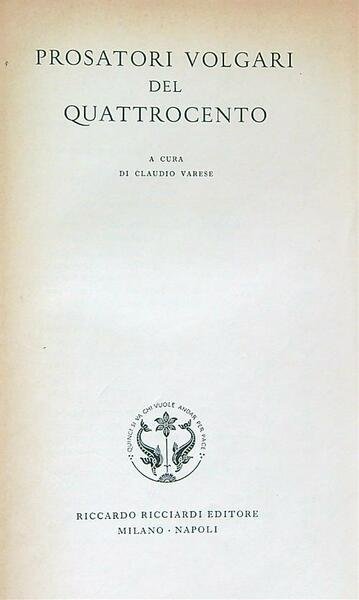 Prosatori Volgari del Quattrocento. | Immagine principale