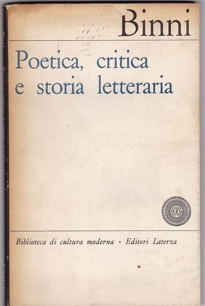 POETICA, CRITICA E STORIA LETTERARIA
