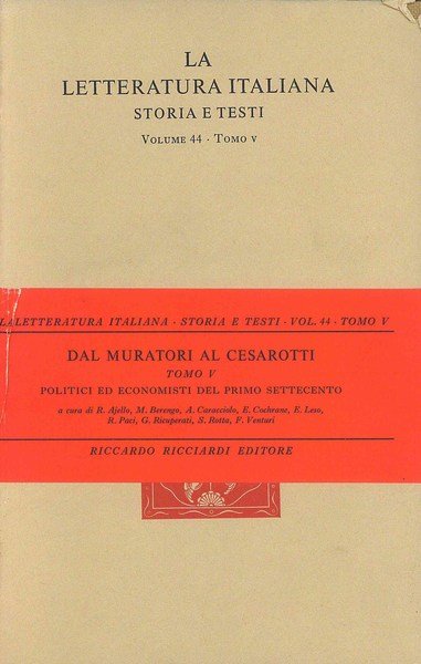 Dal Muratori al Cesarotti - Politici economisti primo Settecento | Immagine principale