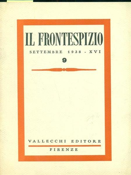 Il frontespizio 9 settembre 1938. Copia anastatica