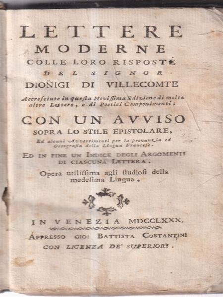 Lettere Moderne Colle Loro Risposte Del Signor Dionigi Di Villecomte | Immagine principale