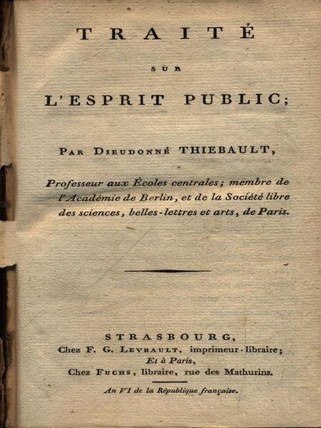 Traite' Sur L'esprit Public